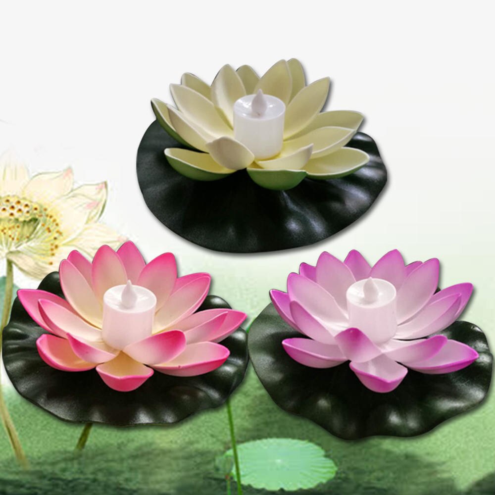 1 Pcs LED Romantic Lotus Lamps Electronic Candle Colorful Lotus Lamp Water Floating Candle Light Birthday Wedding Party Decor