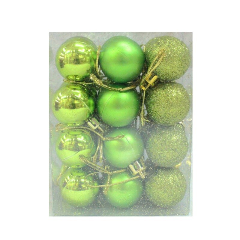 24Pcs Christmas Balls Christmas Tree Decoration Balls Plastic Plating Ornaments Home Garden Festive Party Supplies: Light Green