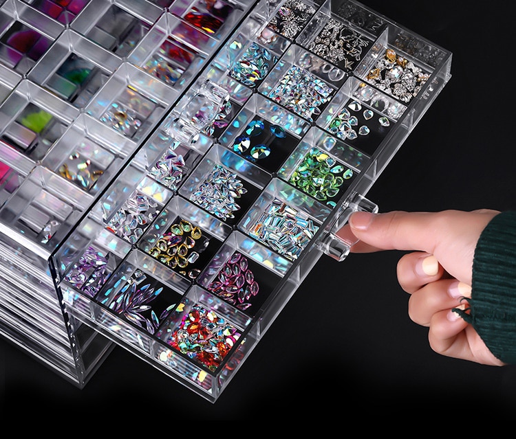 5 lags akryl negletilbehør opbevaringsboks neglesmykker modtageboks 120/100 gitter opbevaringsbokse nail art manicure værktøj