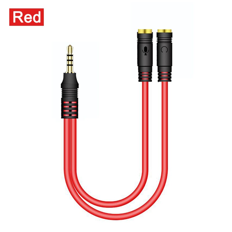 3.5mm Jack Splitter for phone Computer Laptop Adapter Audio Splitter Headphone Adapter Cable Aux Extension Cable Mic Y Splitter: B-Red