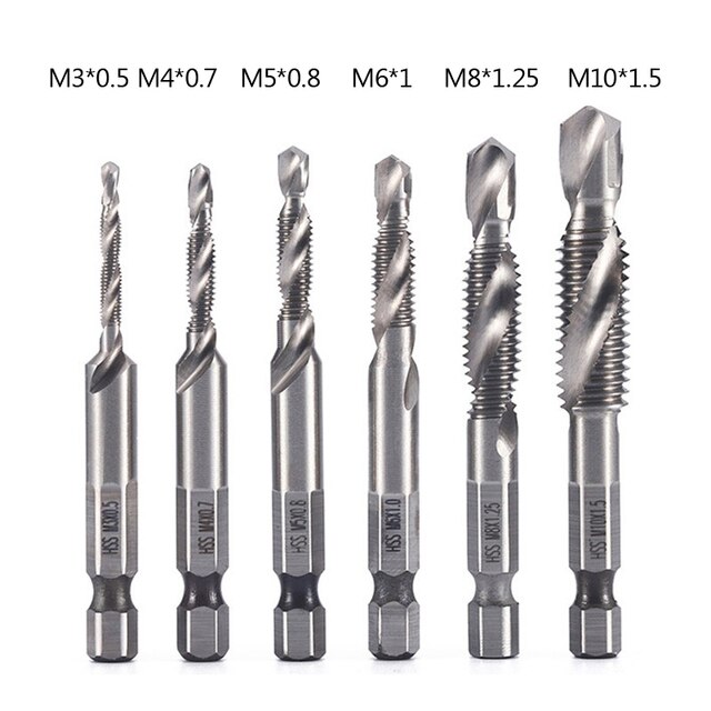 Tap Drill Titanium Plated Hex Shank HSS Screw Thread Metric Tap Drill Bits Screw Machine Compound M3 M4 M5 M6 M8 M10 Hand Tools: 4341-Sliver-L