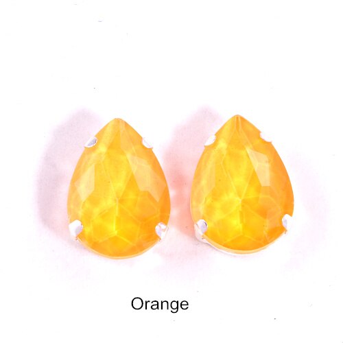 20 stuks 13 x 18mm glazen kleurrijke neon naai-strass steentjes met klauw die 's nachts glinsteren met ultraviolet licht voor kledingstukken  b1318: Oranje