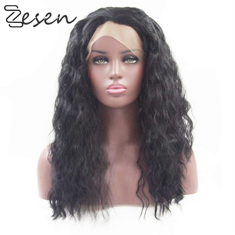 Peluca Zesen de pelo sintético ondulado suelto 13 × 4, peluca con malla frontal, pelucas de pelo largo y Natural sin partes para mujer, 180 de densidad con pelo de bebé