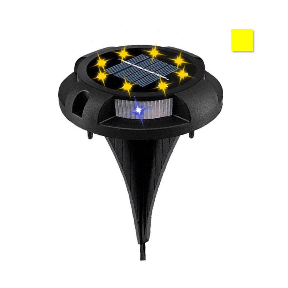 8pcs Outdoor Garden Sidewalk Yard Solar Power Decorative Waterproof 8 LED Bright Ground Light Corridor Pathway Landscape Lawn: Black / 1