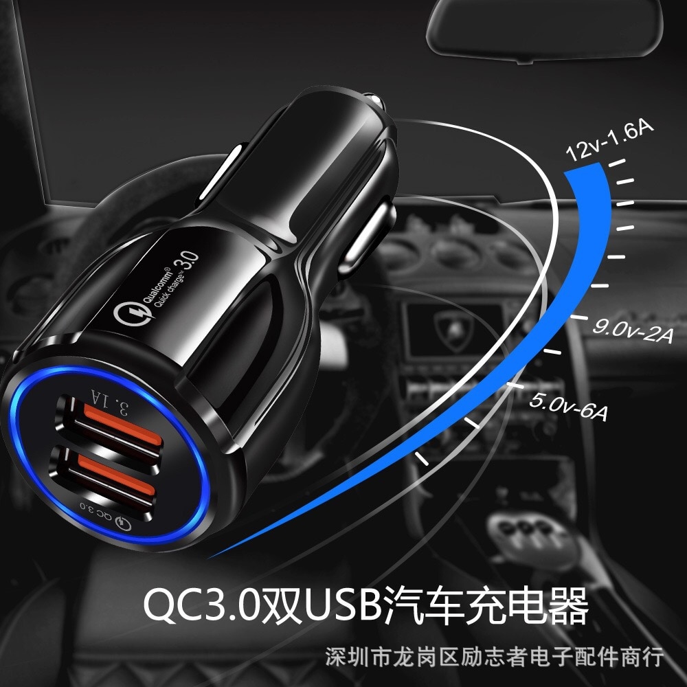 Mzxtby QC 3,0 Auto Ladegerät 6A schnelle Ladung Auto 2 USB LED lampe qi drahtlose ladegerät für Xiaomi Huawei Samsung iphone Ipad HtC