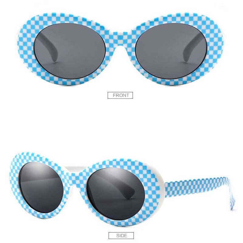 Frauen Schlagkraft Brille Gläser Männer Sonnenbrille Weiblich Männlich Oval Sonnenbrille Schwarz Weiß verrotten Brillen UV400: Blau Netz Rahmen