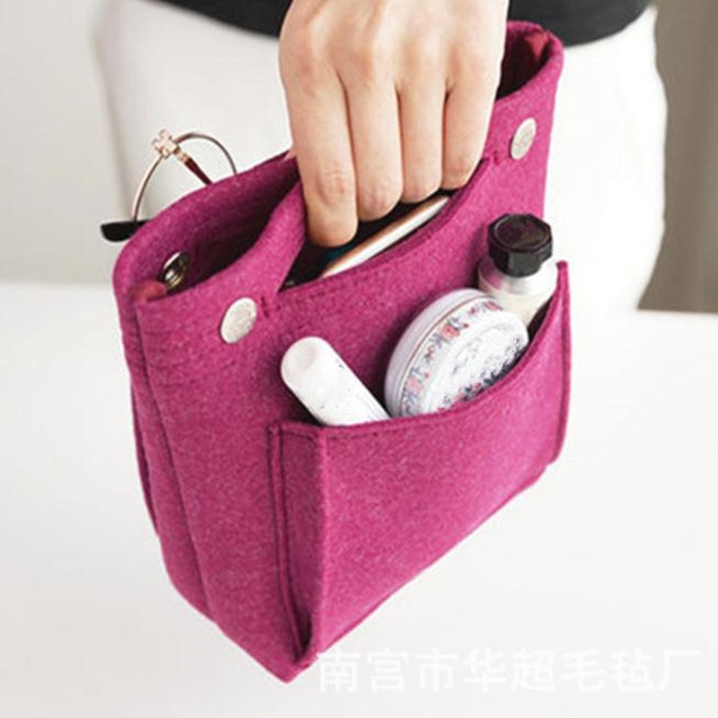 Felt Cosmetic Bag Travel Accessories Makeup Storage Organizer Purse for Women Portable Handbag Wash Toiletry Pouch