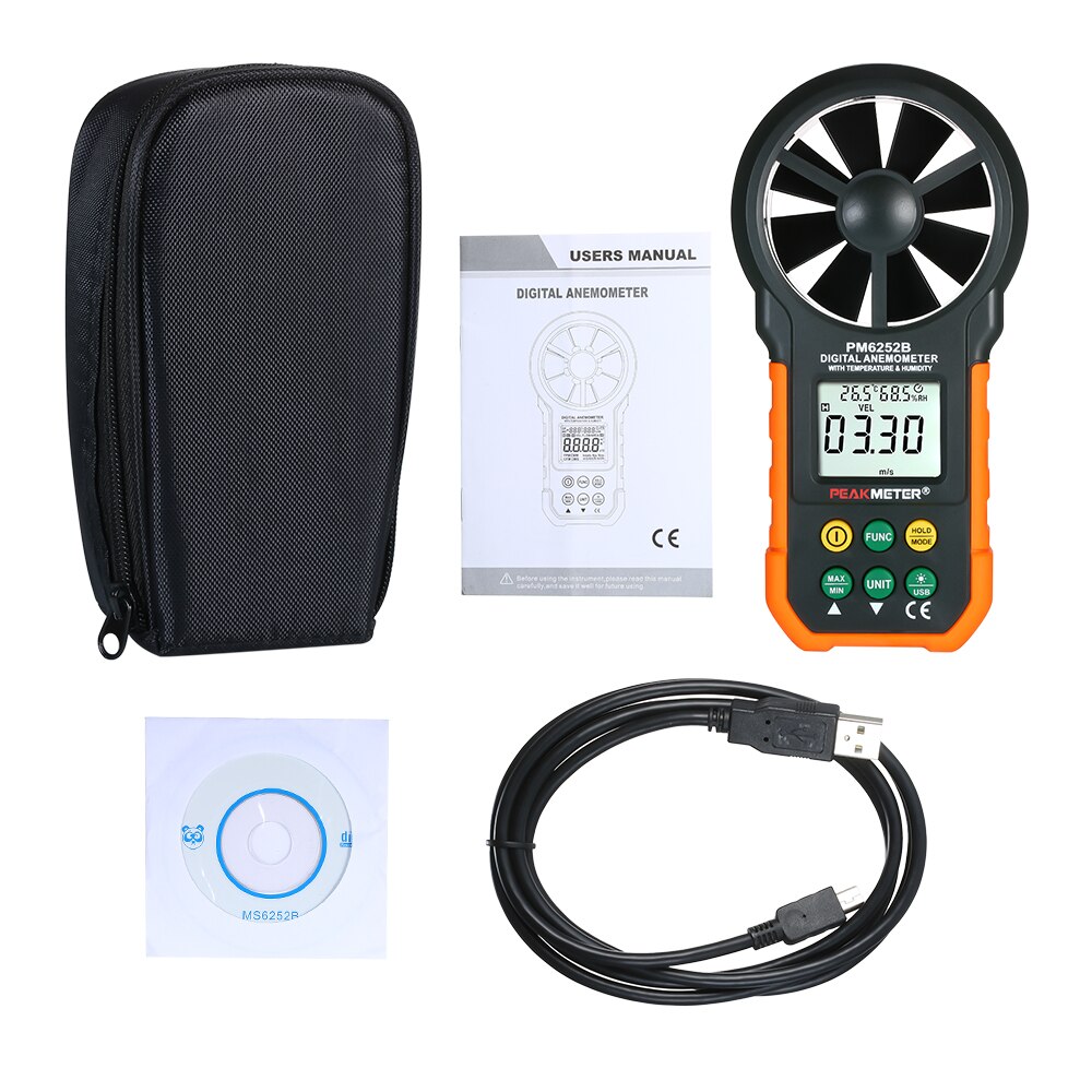 Digital Anemometer Handheld Wind Speed Meter for Measuring Wind Speed Temperature Humidity Anemometer Sensor with Backlight LCD