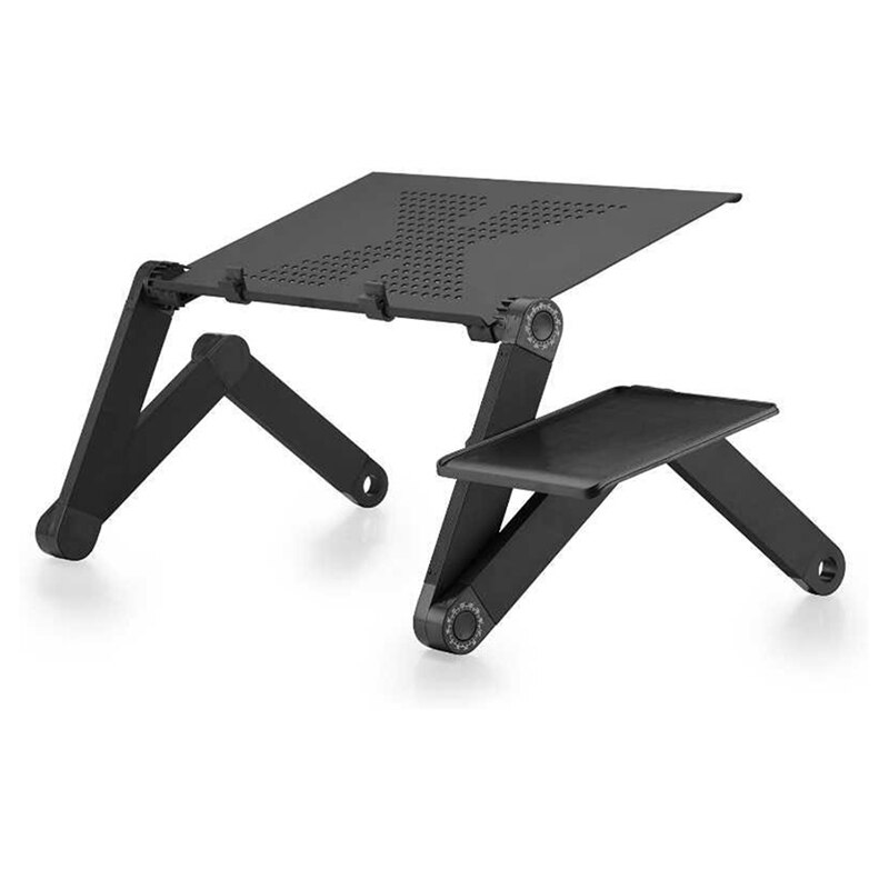 Portable laptop table Adjustable vertical Aluminum Alloy desk Foldable computer table with mouse tray Laptop desk for sofa bed: Black