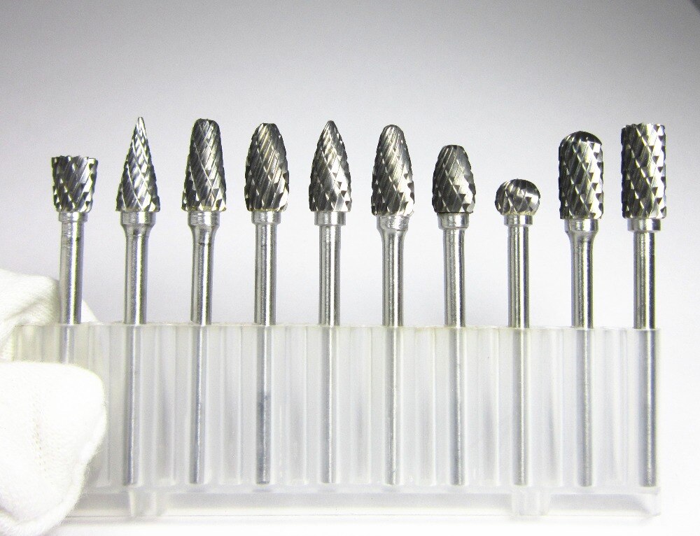 10 pièces tige 3mm tête 6mm carbure de tungstène fraises rotatives fichiers CNC moules accessoires pour le travail des métaux polissage meuleuse électrique