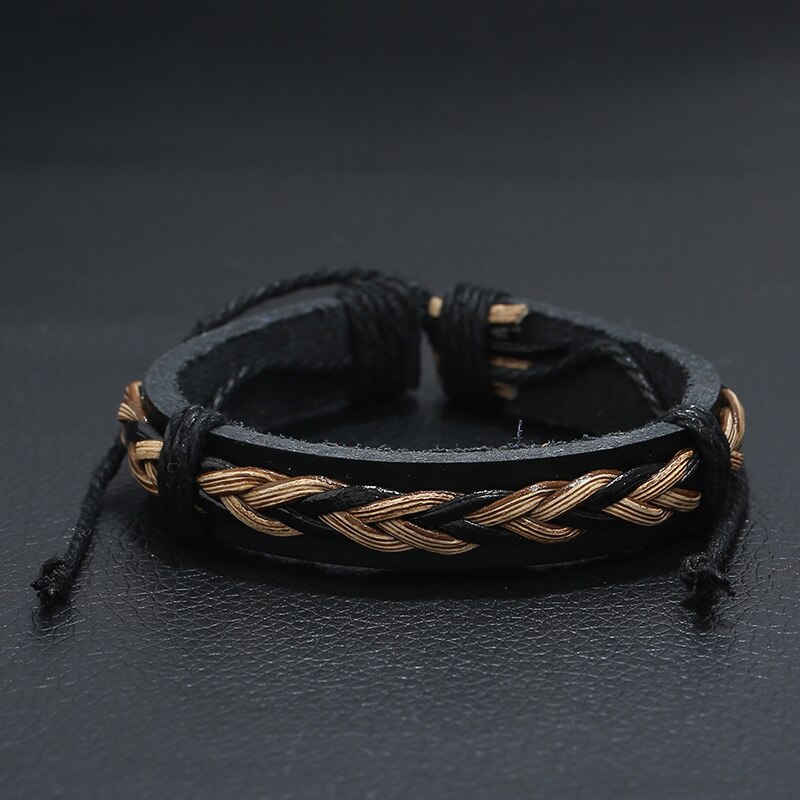 Gevlochten Bruin Touw Mode Trendy Vintage Punk Handgemaakte Geweven Weave Vrouwen Lederen Armbanden Vrouwelijke Mannelijke Sieraden