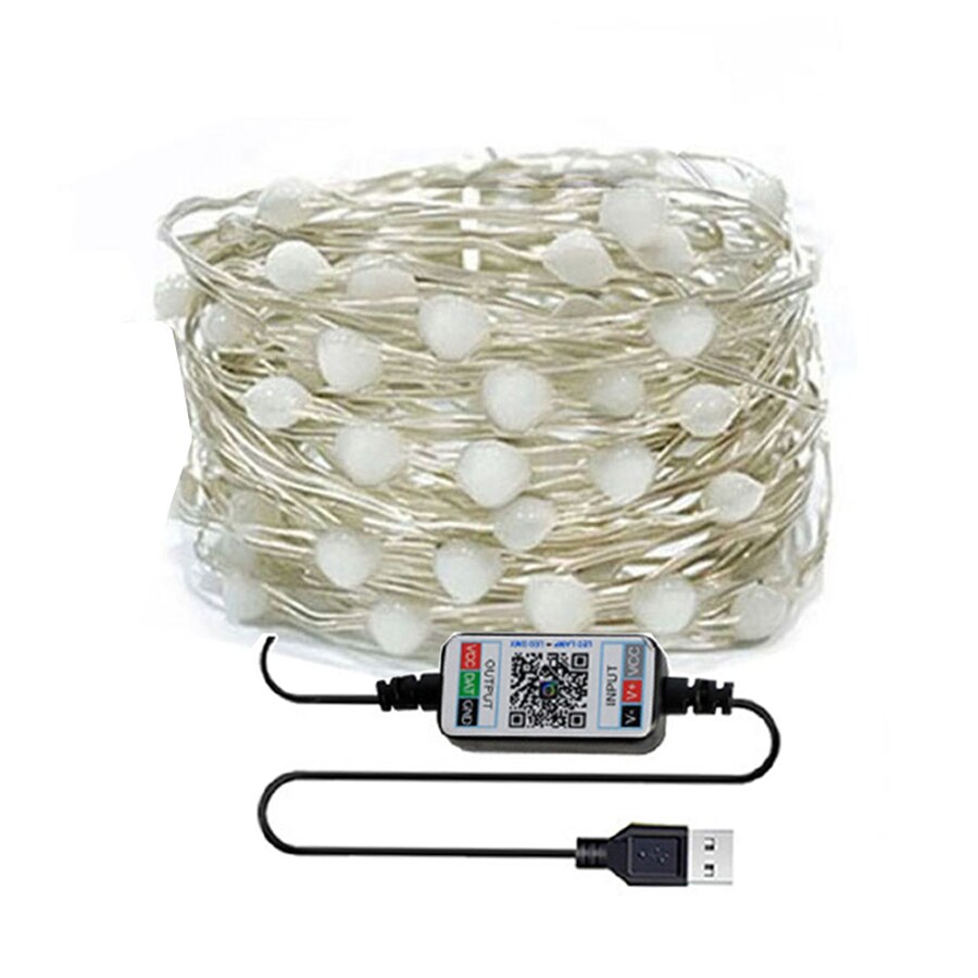 Guirlande lumineuse intelligente pour sapin de noël, 10/20M, avec télécommande, Bluetooth, application de contrôle RGB, luminaire décoratif pour fête de mariage