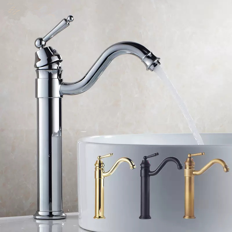 Wastafel Kranen Antiek Brons Badkamer Kraan Warm & Koud Messing Badkamer Wastafel Kraan Dek Gemonteerd Lavotory Kraan Mixer Waterkraan