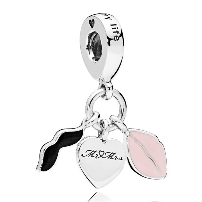Pandora York podkreśla potrójny Monogram pióro duchowość wisiorek koraliki 925 srebro Charms Fit bransoletka DIY biżuteria: P-D-1820
