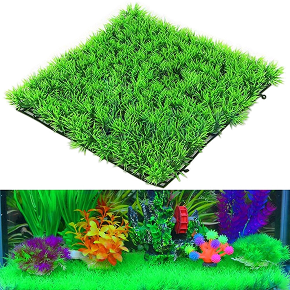 Césped verde de plástico césped planta acuario acuático acuario decoración de paisaje adornos de acuario respetuoso con el medio ambiente Artificial