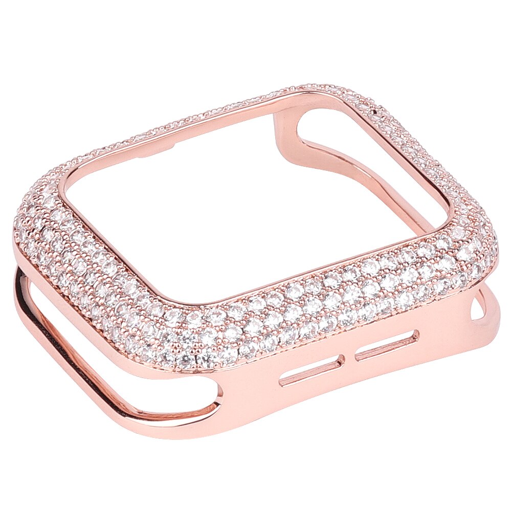 Luxury Metal Diamond Case For Apple Watch 38mm 40mm 42mm 44mm Watch Cover Shockproof Hard Shell For iWatch Series 6 5 4 3 2 1 SE: Rose Gold / 40mm