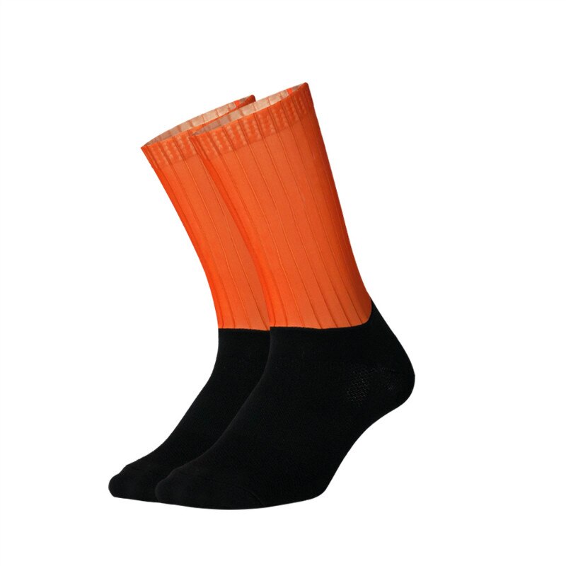 Silicone Non-slip Cycling Socks Functional Fiber Men Women Bicycle Bike Socks Anti Slip Hiking Camping Sport Socks: Orange