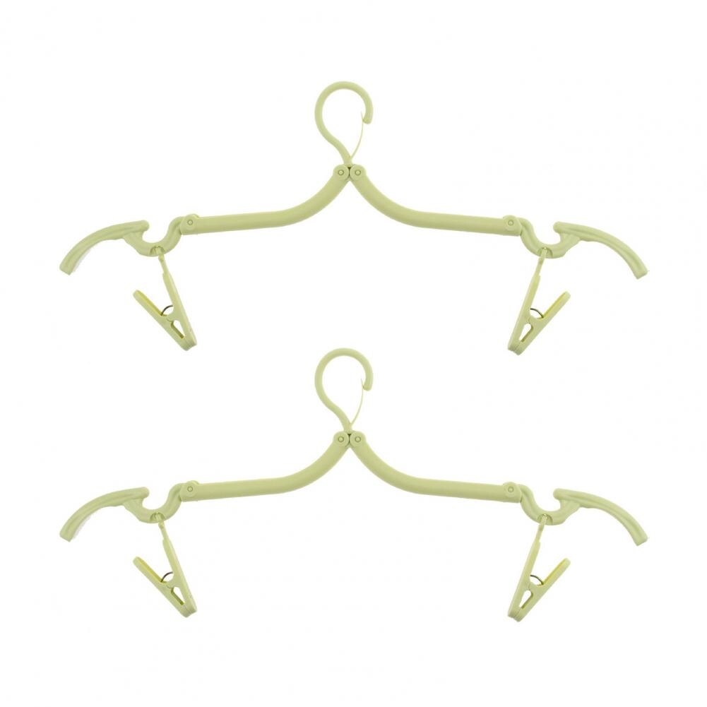 2Pcs Kleerhangers Opvouwbare Doek Opslag Hanger Multifunctionele Droogrek Lichtgewicht Home Reizen Gebruik Hanger: Green