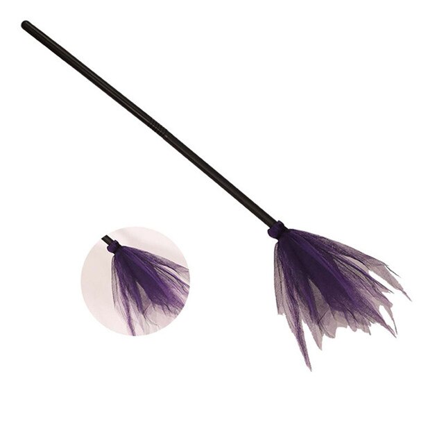 Balai De Sorcière Halloween Volant – Manche En Plastique, Jupe En Tulle, Longueur 90 Cm, Démontable