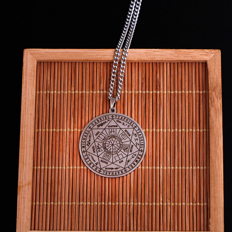 Collares con amuleto de 7 Arcángel Sigil para hombres, Arcángel Sigil, amuleto mágico, protección de Talismán, ,