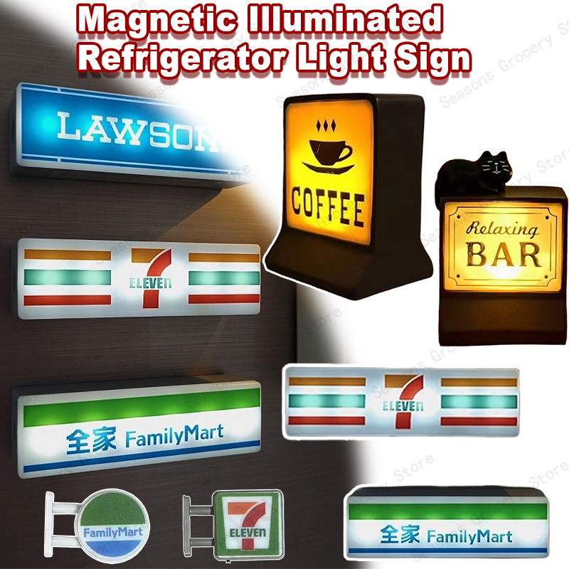Magnetische Koelkast Stickers Koffieshop LED Lichtgevende Lichtbak Creatieve Supermarkt Decor Woondecoratie