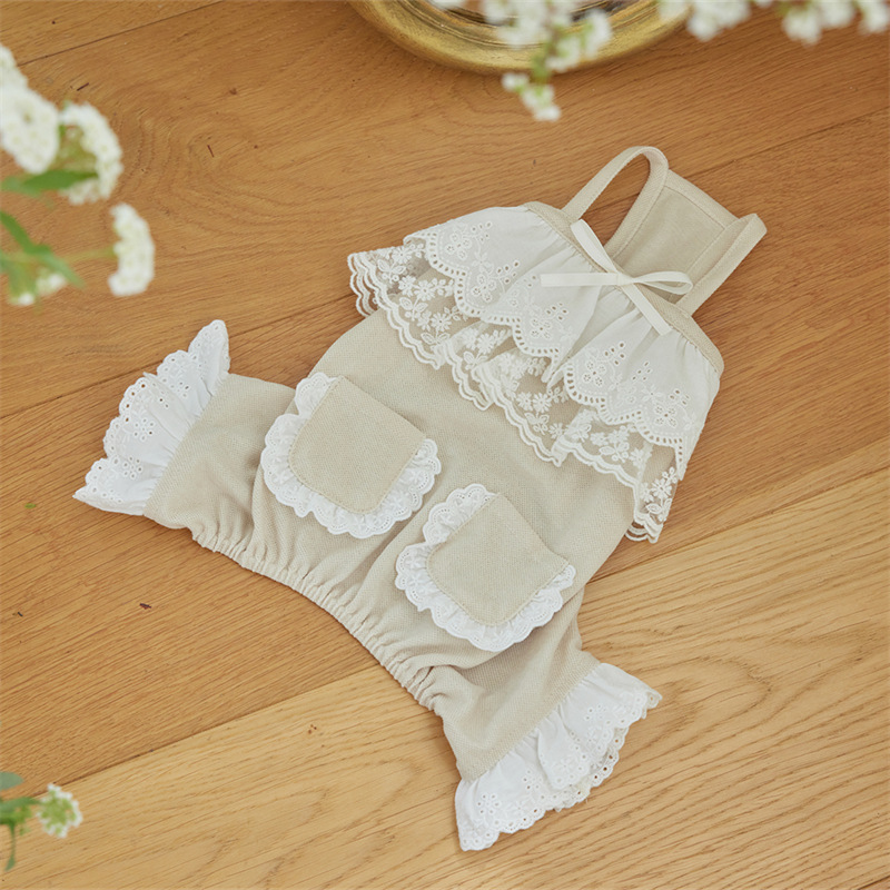 Combinaison en dentelle pour animaux de compagnie, jolie salopette en peluche pour animaux de compagnie, pantalons pour chat, vêtements pour chiots, pyjama pour petits chiens, printemps et été: L / WHITE