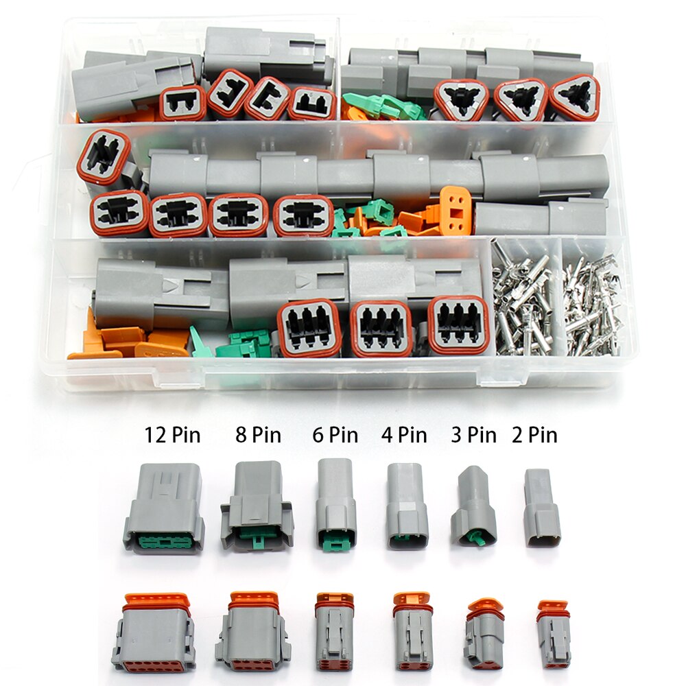 250pcs Waterproof Wire Connector Kit 2P 3P 4P 6P 8P 12P Automotive Sealed Plug With Pins Box for Car Truck Connecting Terminal