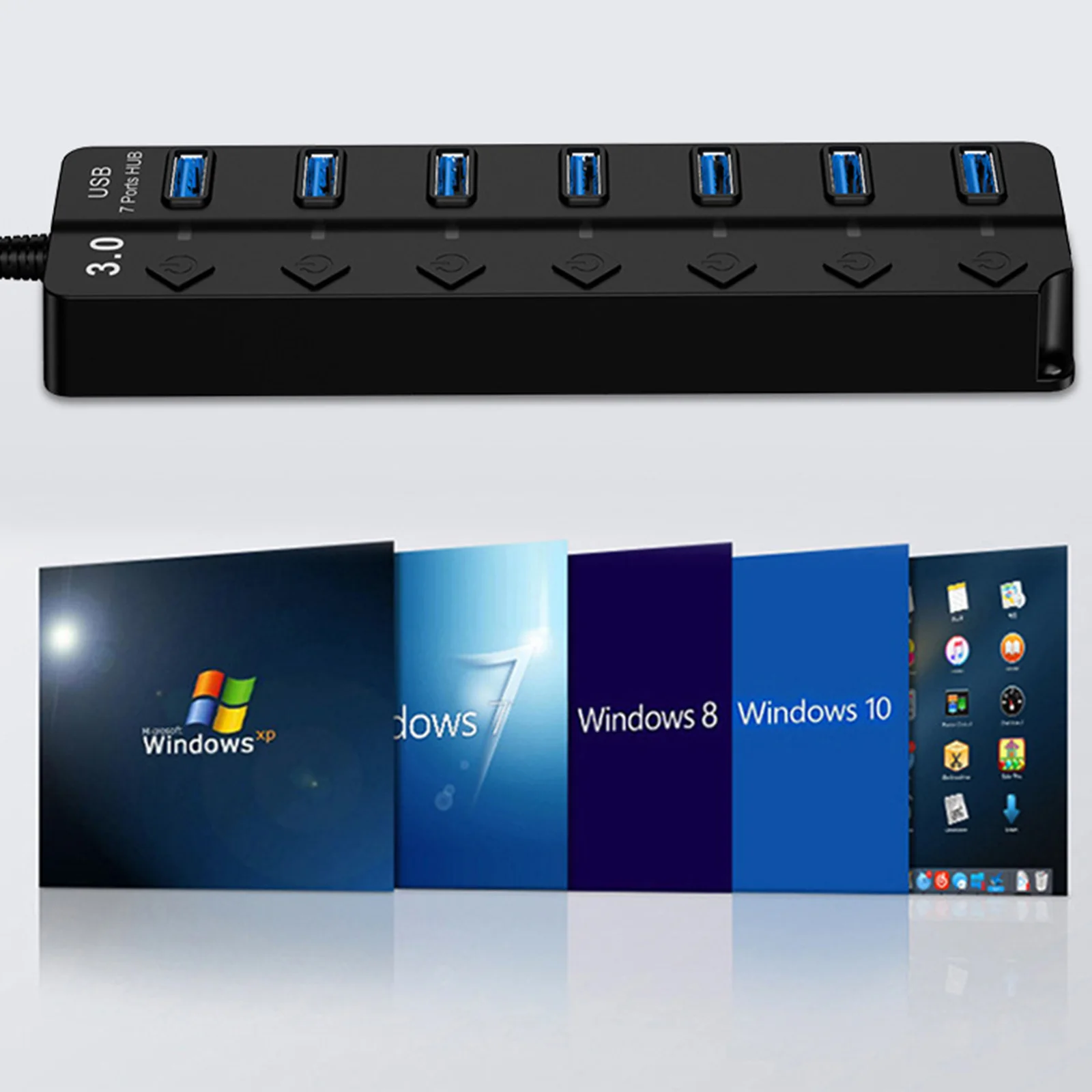4- ports usb 3.0- hub multisplitter oplader strømadapter flere udvidelseshubs med switch til bærbar computer