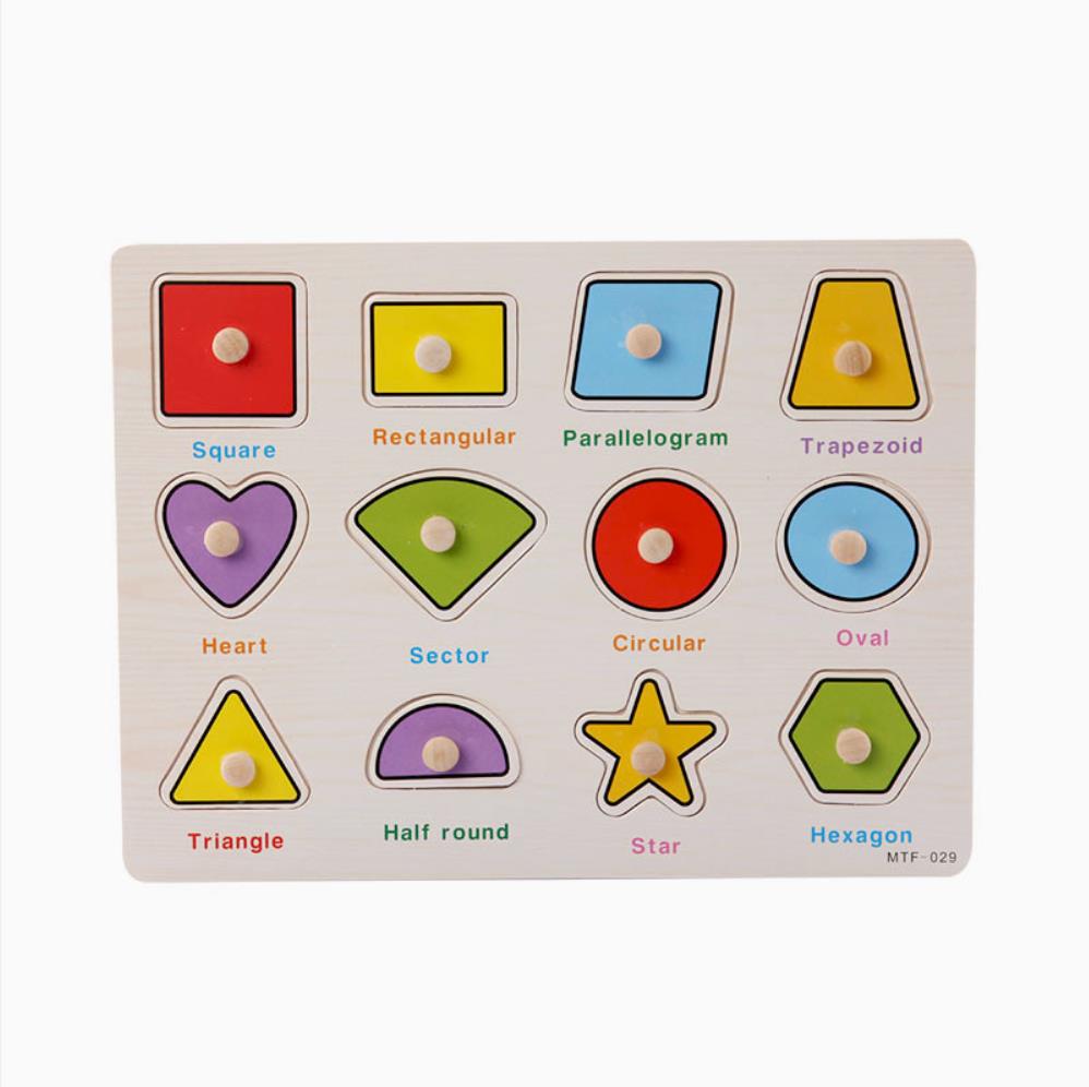 Pegs Style 3D Kids Wooden Puzzel Toys Animal Traffic Letter Life And Vegetables Graphic Intelligence Development Toys: shapes