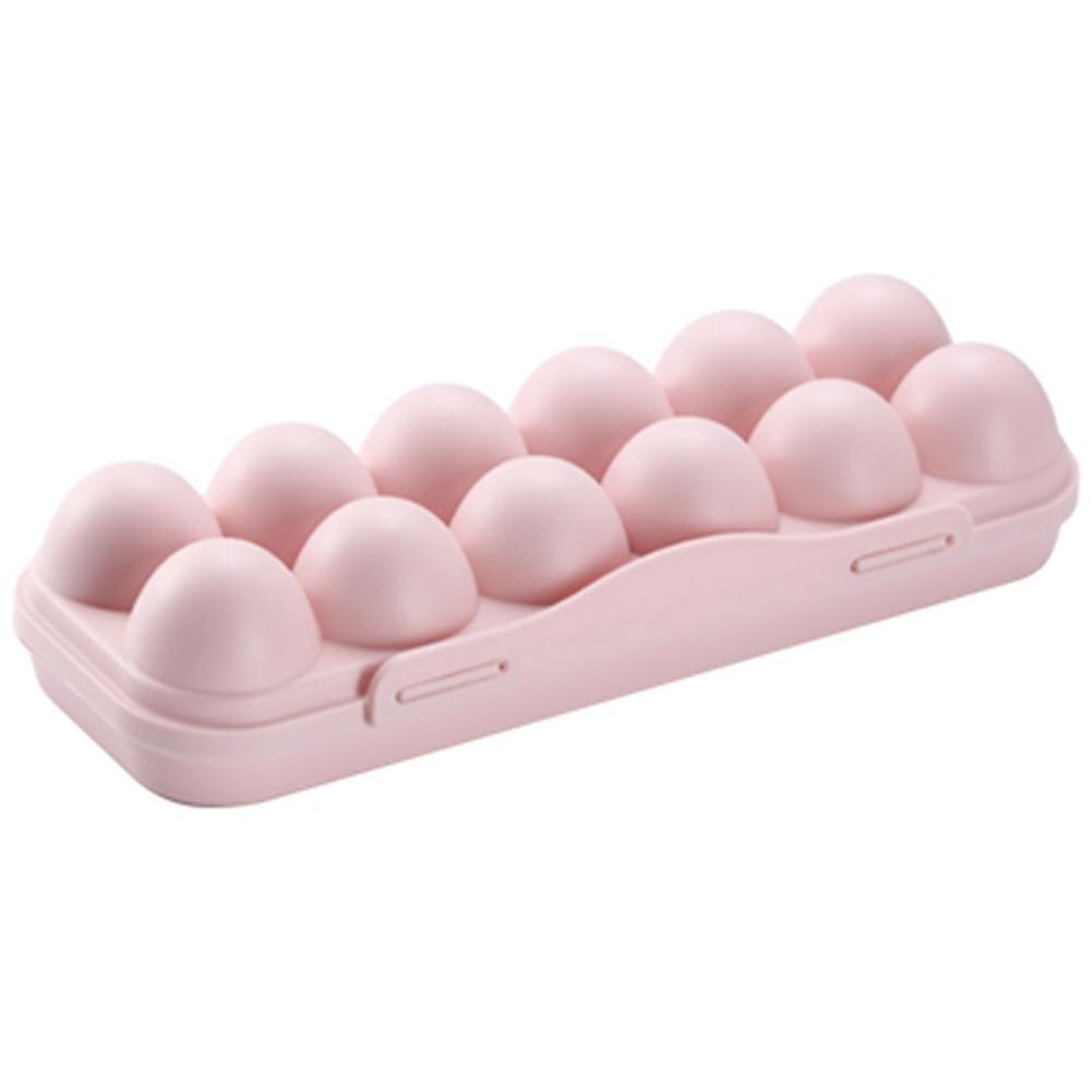 2/4/6/12 Grids Egg Storage Box Home Kitchen Organizer Egg Holder Container Case Portable Outdoor Camping Picnic Eggs Boxes Case: Pink 12 Grids