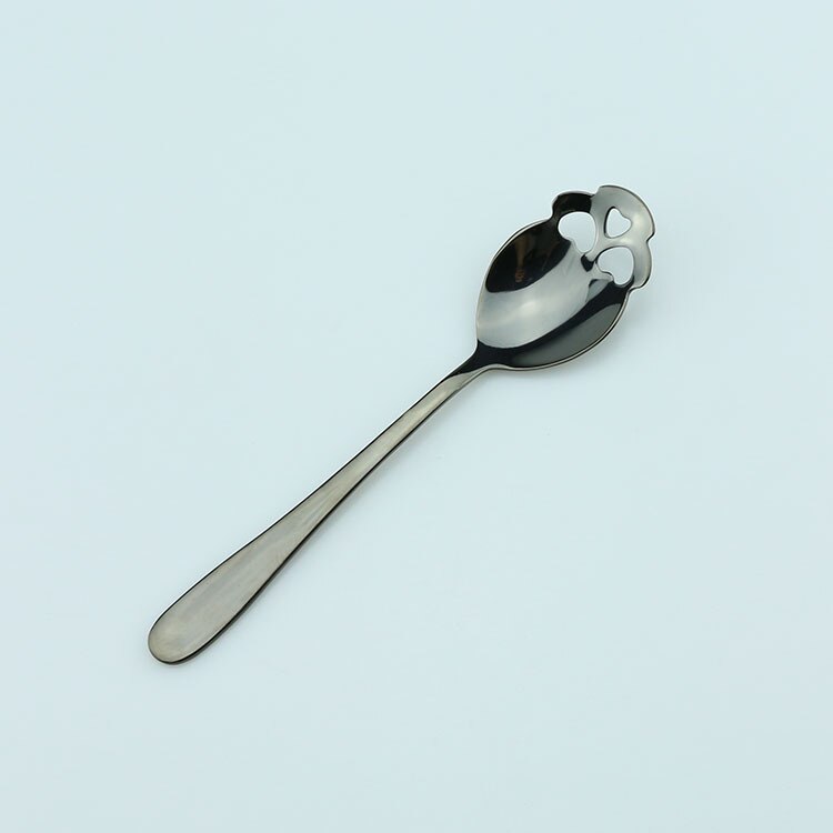 Cute Stainless Steel Skull Shape Spoon Tea Coffee Ladle Sugar Dipper Tableware Tool: Black