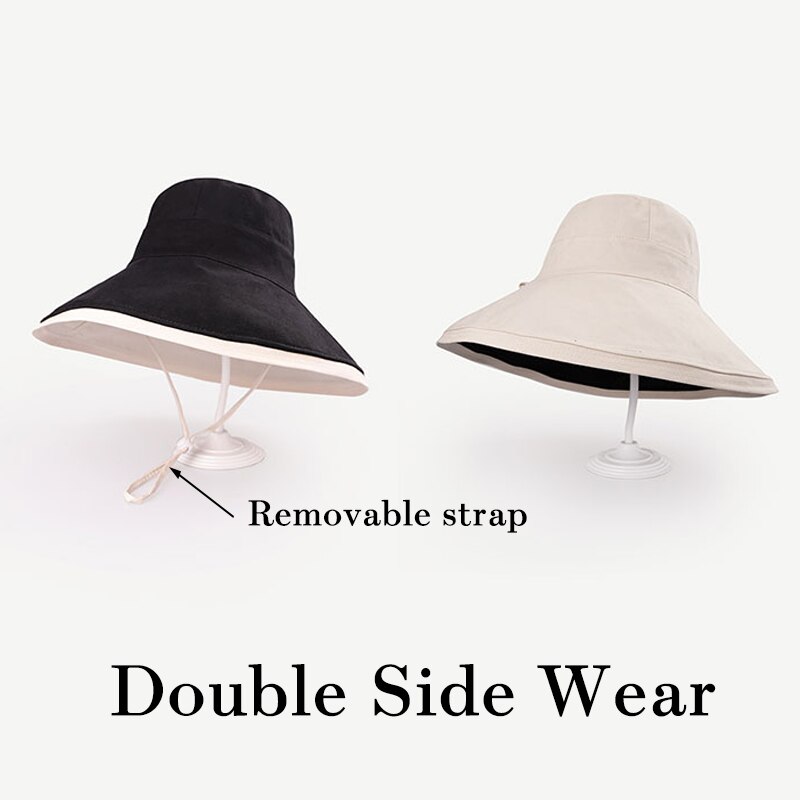 Women's Foldable Wide Brim Sun Hat Ladies Large Size Summer Beach Fisherman Cap Girls Casual Sun Protection Spring Hat