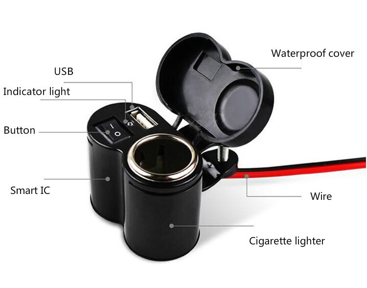 Auto motorfiets sigarettenaansteker dubbele usb-lader 12v auto boot motorfiets tractor stopcontact stopcontact auto accessoire
