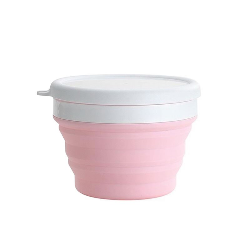 Goodfeer vikbar silikonskål med 550/950ml bärbara salladsskålar matlåda med lock köksredskap: 550ml rosa