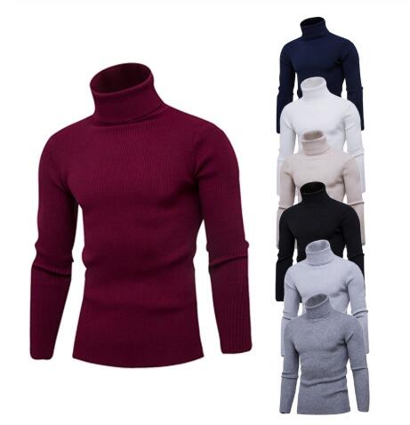 Herre varm rullekrave sweater mænd hombre tyk strik herre sweatere afslappet stram herre sweater dobbelt krave toppe pull