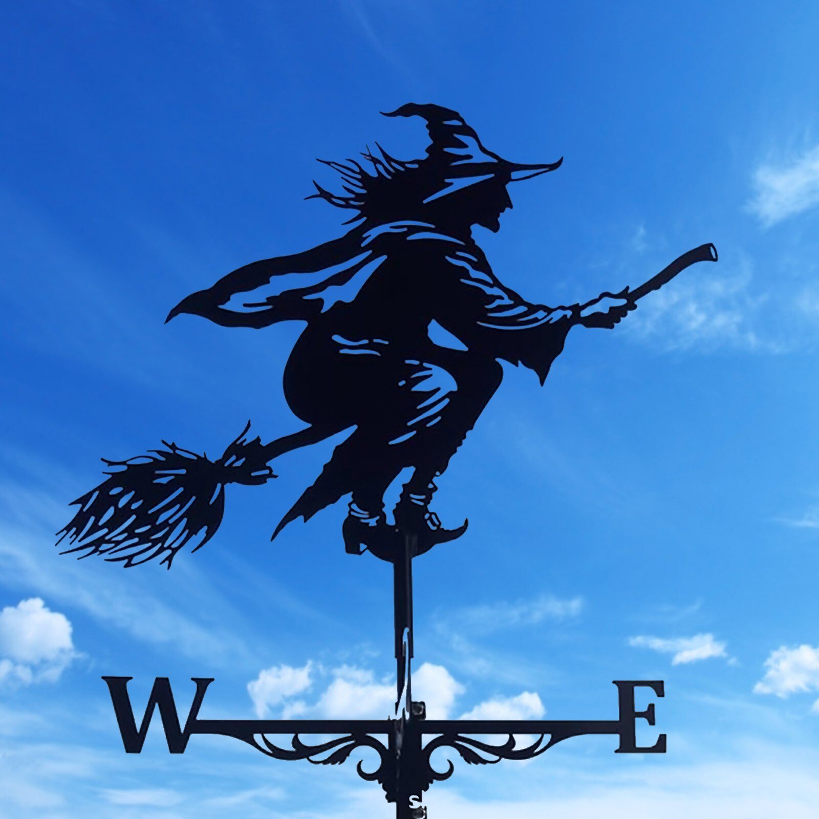 Vintage Witch Weather Vane Iron Funny Wind Speed Spinner Vane Garden Decorations Household Patio Yard Decoration