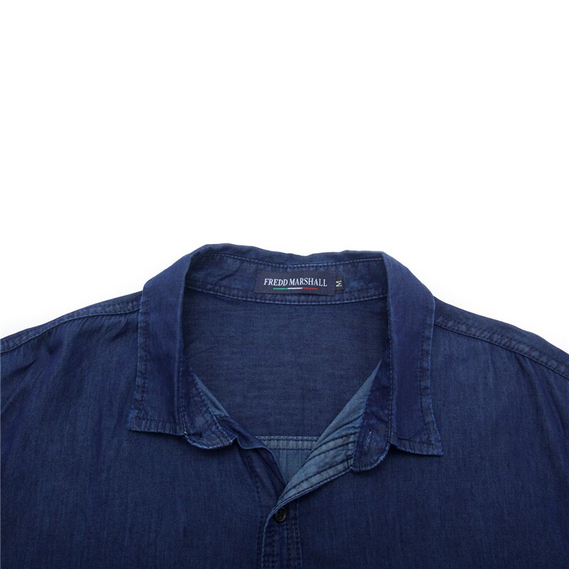 herbst Neue Feste Farbe Denim Shirt für Männer Langarm lässig Geschäft Tasche Arbeit 100% Baumwolle Hemd Männer Kleidung, FM248