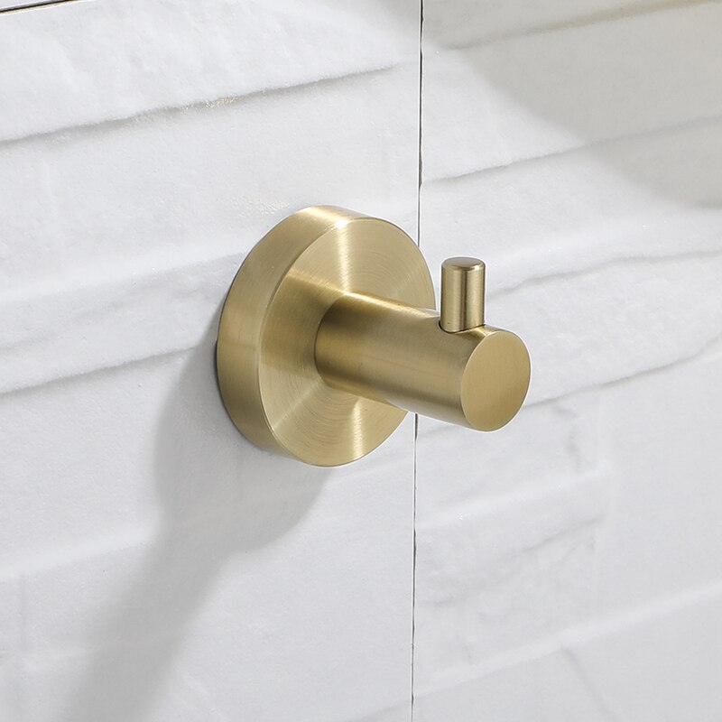 Børstet guld rund håndklædering enkelt håndklædestang toilet køkkenpapirholder morgenkåbe håndklæde knager til badeværelsestilbehør sæt: Signalkåbekrog