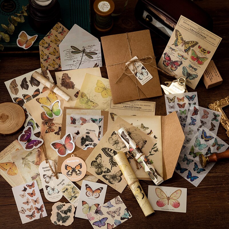 30 unids/lote decorativo Vintage Scrapbooking material DIY conjunto diario álbum Retro etiquetas Collage material de papel hecho a mano artesanía