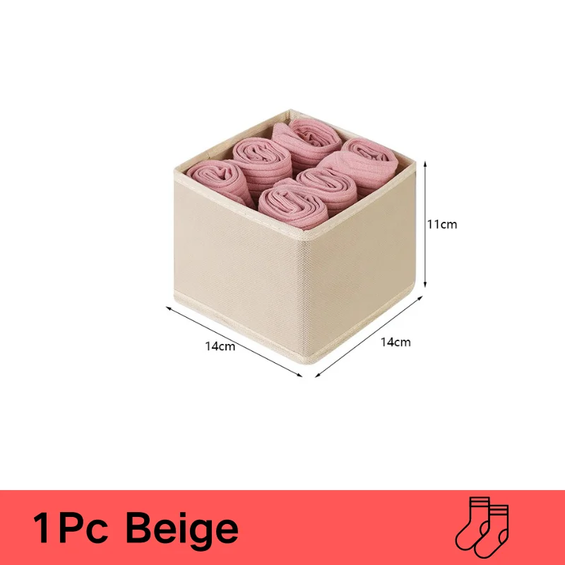 Drawer Underwear Storage Box Foldable Non-woven Storage Box Six-piece Set Underwear Bra Socks Drawer Storage Finishing Boxes: light green
