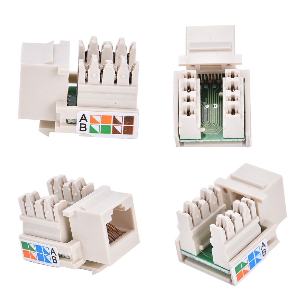 Cat5 RJ45 Punch Down Keystone Jack CAT5 Network Ethernet RJ45 White Lot 3cm x 2cm x 2cm: Default Title