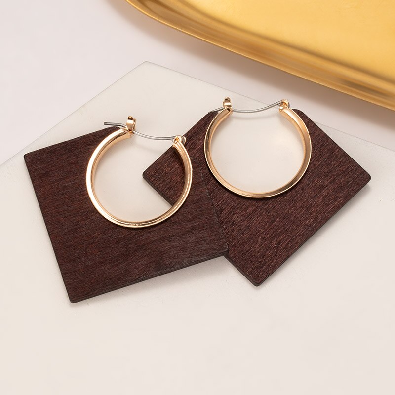 Pendientes llamativos coreanos para mujer, aretes con colgantes geométricos acrílicos marrones, aretes dorados, joyería: Brown 460
