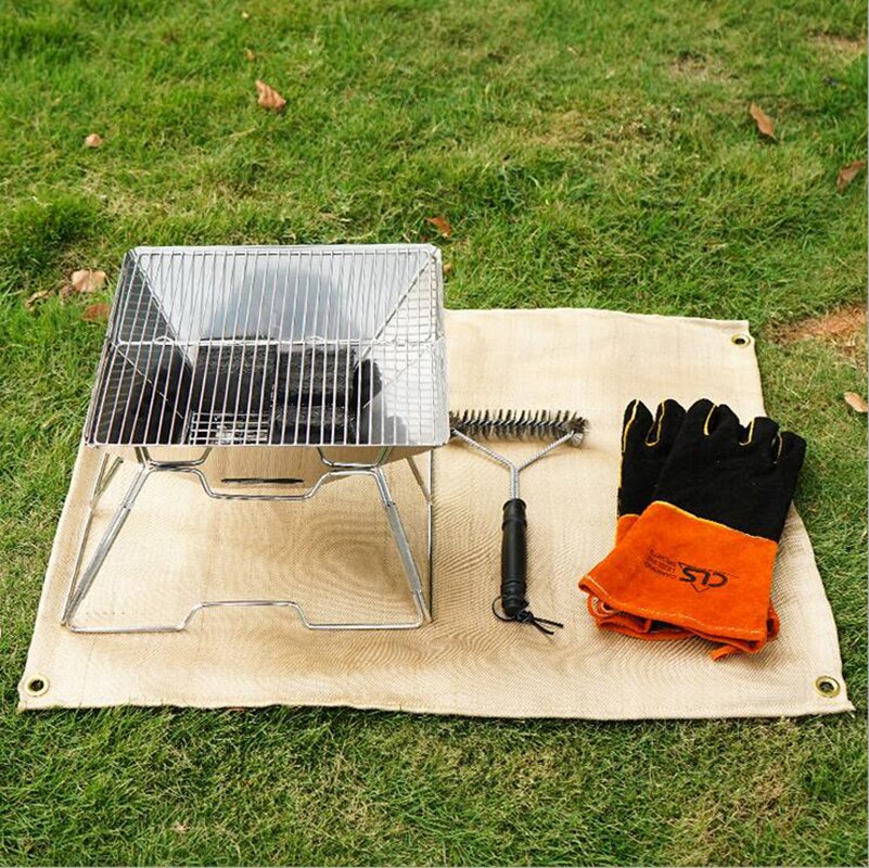 Heat Protector Fire Pit Mat Fire-Resistant for Decks Grill Floor Mat Outdoor, Solid Pad Grill Bonfires Fireplace Mat Fire