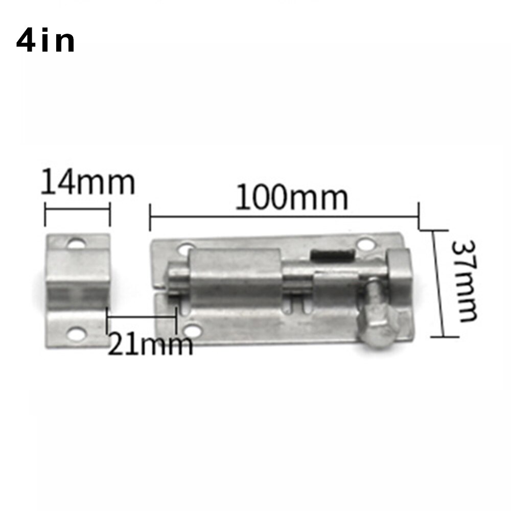 1.5/2/3/4 Inch Silver Stainless Steel Door Sliding Lock Barrel Bolt Durable Anti-theft Gate Safety Lock Home Decoration: 4