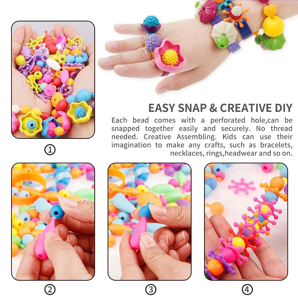 500 stuks pop snap kralenset herbruikbare diy ketting armband ring peuter speelgoed maken ketting armband en ring voor meisjes