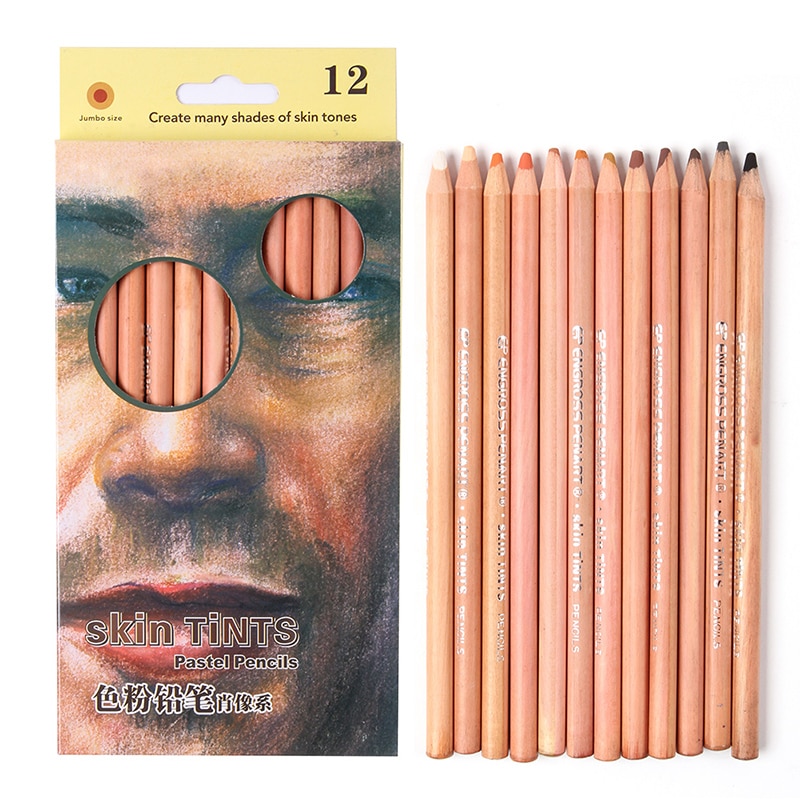 12 Pcs Soft Skin Tints Pastel Pencils Wood Pastel Colored Pencils For Drawing School Lapices Stationery Art Supplies