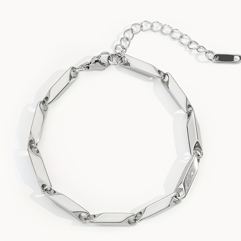 1pc mode titanium stalen herenarmband, gedraaide bamboebladketting mode veelzijdige armband voor mannen en vrouwen: Staal Kleur