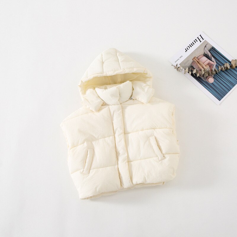 Winter Neue Koreanische Ausführung Hand Gestopft Baumwolle Mit Kapuze Jacke Warme Verdickt Weste für niedlichen Baby Jungen und Mädchen: Beige / 24M