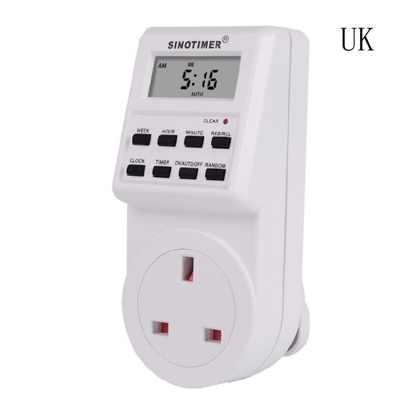 Digital Timer Socket 220/110V Weekly Programmable AU/BR/EU/FR/UK/US Plug Switch: 1AA801448-UK