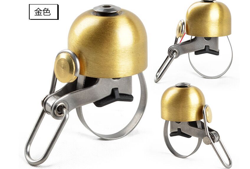 Timbre clásico Retro Para Bicicleta de Montaña, claxon de anillo de cobre con sonido fuerte y claro para manillar de bicicleta plegable, alarma de advertencia de seguridad RR7047: gold